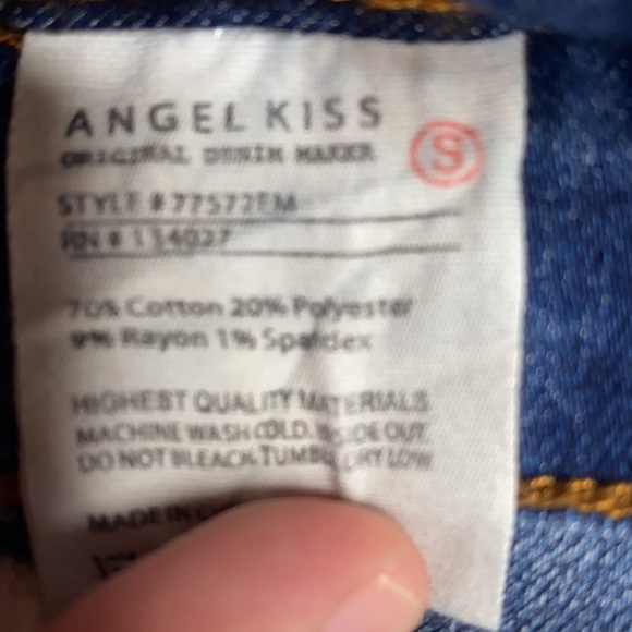 Angel Kiss Rose Flower Embroidered Distressed Denim Mini Skirt Size Small - Picture 16 of 16